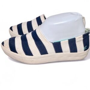 XF Striped Women’s Navy Nautical Slip-On Pointed Toe Shoes- Size 9
